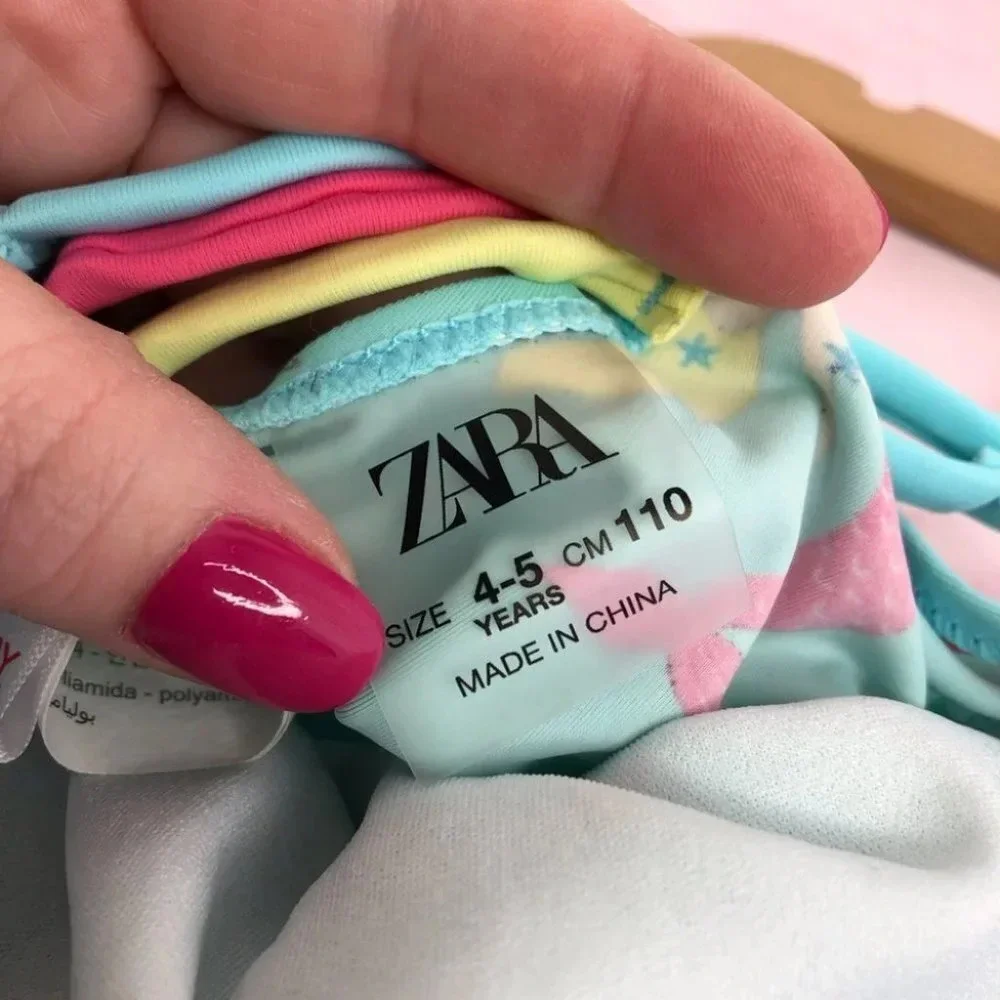 Zara swimsuit one piece aqua blue with mermaids size‎ 4-5 years